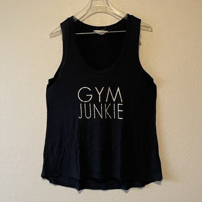 Z By Zobha, Women s Black Muscle Shirt Gym Junkie Round Neck Size S Runs Big