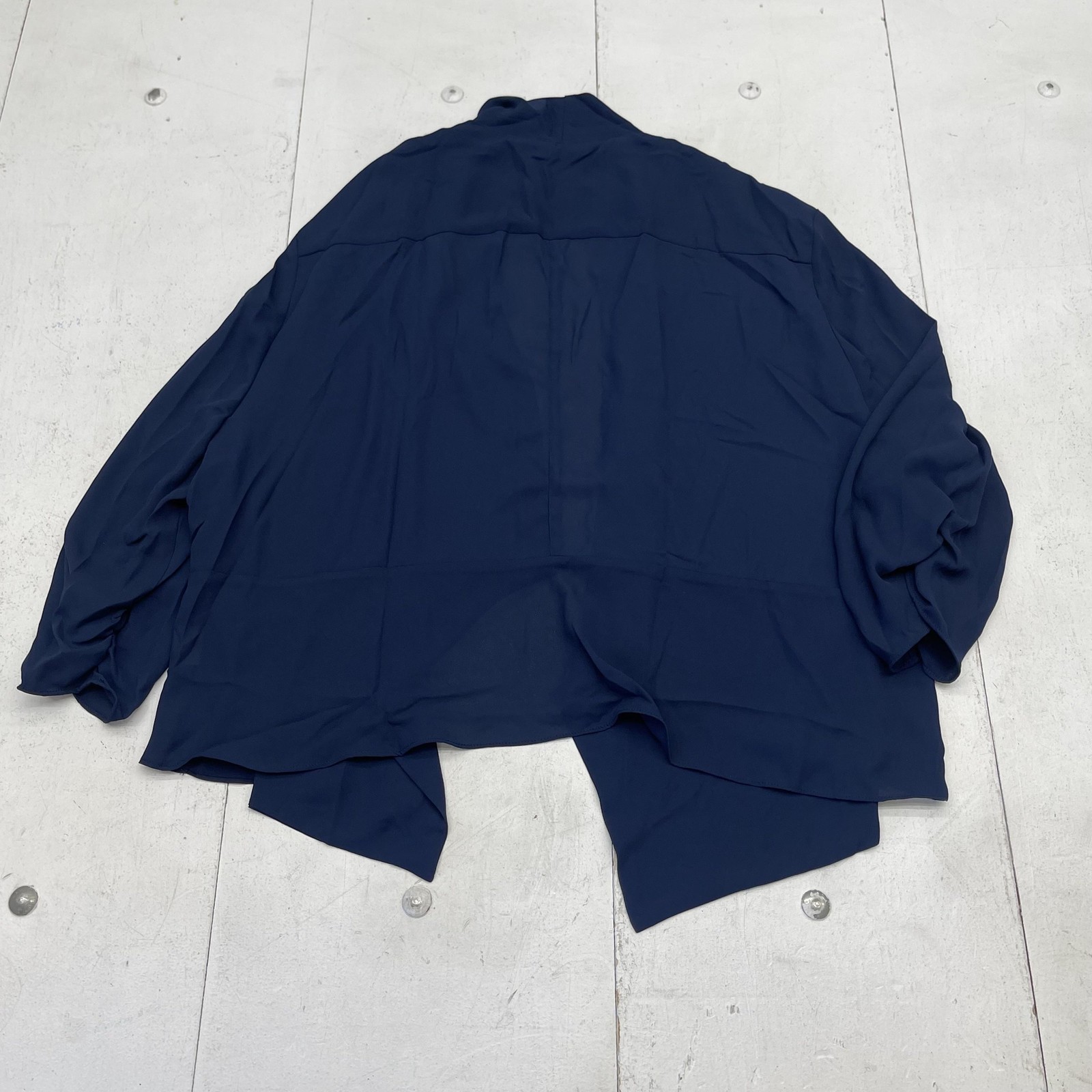 Urban Coco Cardigan Womens 2XL Navy Blue Ruched Sleeve Open Front Lightweight image 7