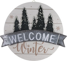 Winter Welcome Sign - Elegant Front Door Decorative Welcome Sign, Hangable Outdo