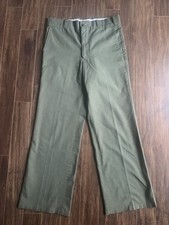 Vintage Sears Perma Prest Olive Green Work Pants Talon Zipper