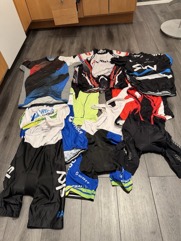 Men’s Bike Clothes Bundle/Lot 6 Jerseys + 3 Bibs