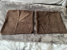 2 X Primark Home Cushions 43X 40cm Chocolate Brown Striped Velour Feel VGC