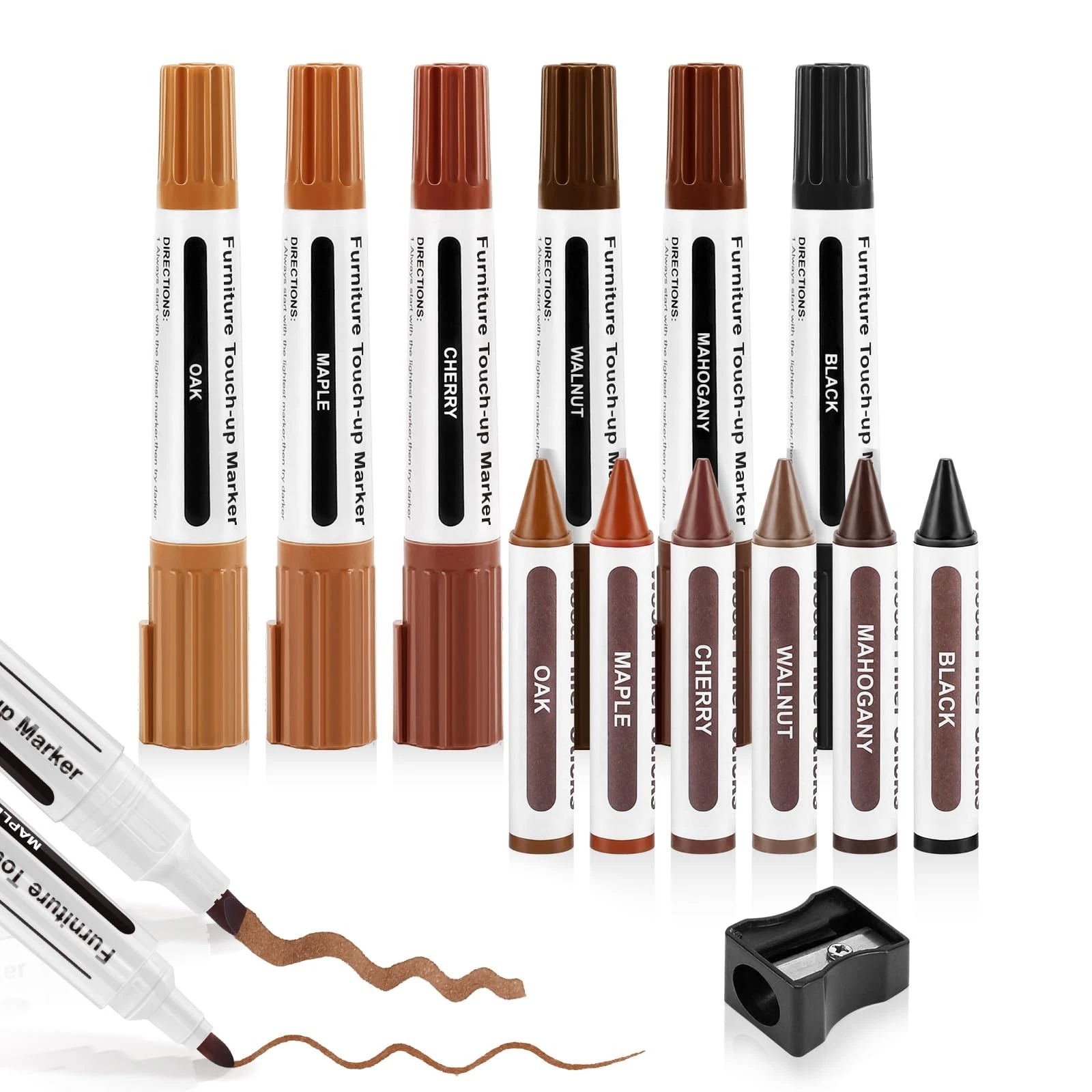 Dual Tip Furniture Markers - 13 Pcs Touch Up Paint Pen & Wood Filler Kit - for S