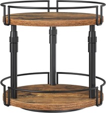 Lazy Susan Organizer Spice Rack 2-Tier Height Adjustable Rotating Spice