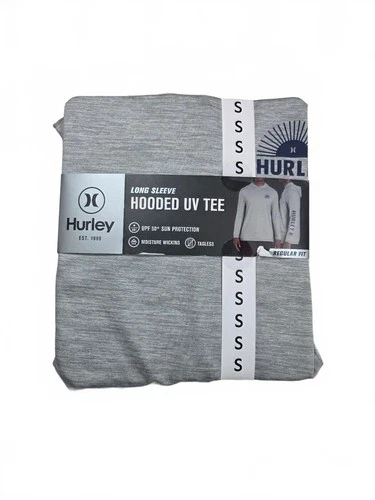 Hurley Men's Gray Long Sleeve Hooded UV Tee, Small - product listing photo