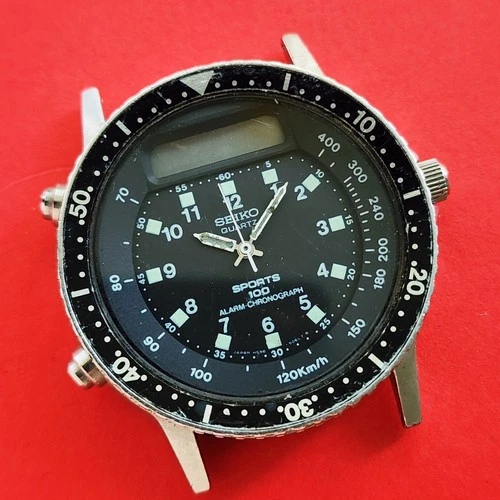 Seiko Sports 100 Watch 1981 Vintage Alarm Chronograph H556-5029 Mens For Repair