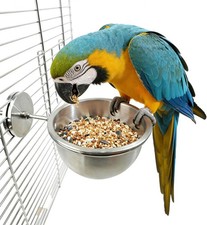 Anti Tip Stainless Steel Parrot Feeding Cups Locking Bird Food Water Bowls