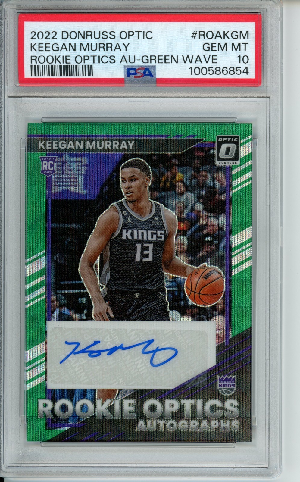 2022 Donruss Optic Rookie Optics Green Wave Auto Keegan Murray PSA 10 POP 5