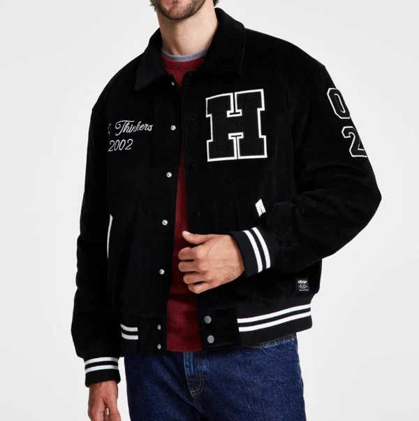 Hudson Varsity Jacket-Men's Medium-Black Corduroy College Free Thinkers HM-170