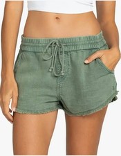 New with Tags Women's Roxy Scenic Route Frayed Cotton Shorts Oil Green Size XS