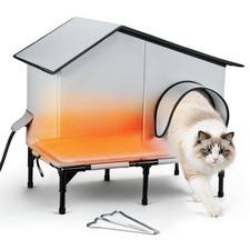 Heated Outdoor Cat House with Heater, Waterproof and Insulated Cat Shelter fo...