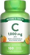 Vitamin C 1000mg with Bioflavonoids Rose Hips  100 Caplets  by Nature's Truth