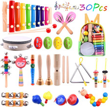 ELECLAND 30 Pcs Musical Instruments for Toddlers Music Wooden Toys Baby Educatio
