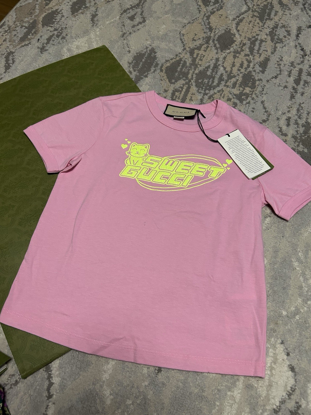 NWT Gucci Printed cotton jersey T-shirt Sz Small Color Sugar Pink thumbnail 3