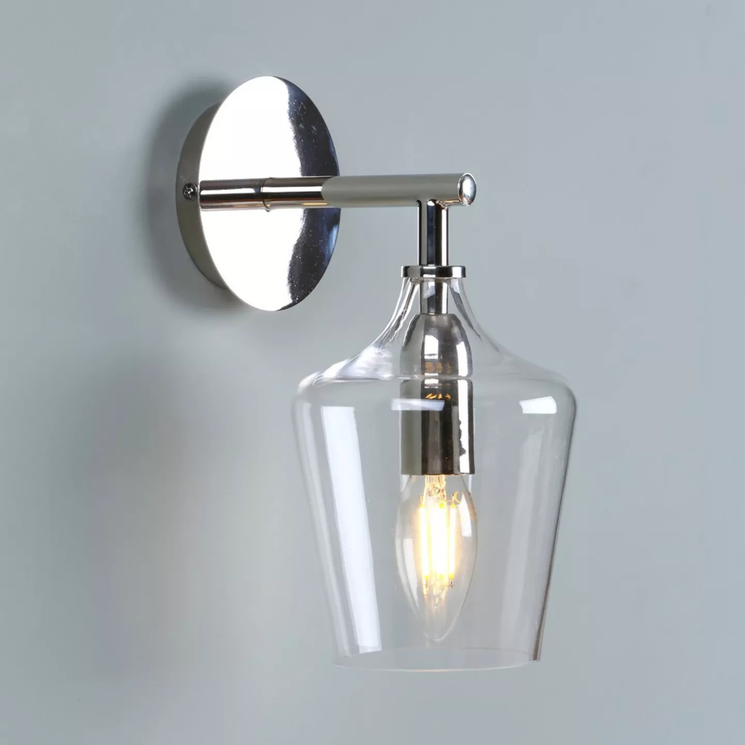Laura Ashley Ockley Wall Light Polished Chrome & Glass