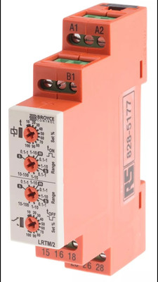 1 Stück - Broyce Control Hutschienenmontage Zeitrelais, 12 - 230V AC/DC, 2-Kontakt, 0