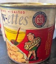 Buster Brand Cashews Cashew-ettes  Vintage 7 Oz Can UNOPENED