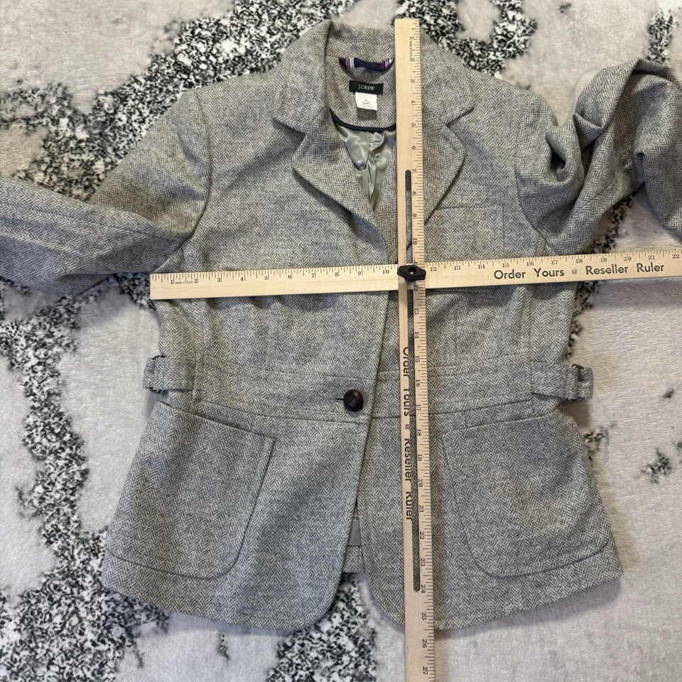 J. Crew Blazer Womens Size 10 Gray Wool One Button Jacket Robert Noble Line - Image 4 of 4