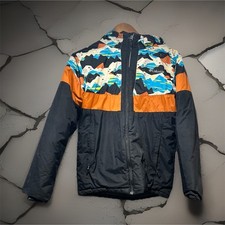 Columbia Boys XL Colorblock Hooded Jacket Black Orange Multicolor Zip Insulated