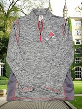 Mens Russell Ball State University Cardinal Long Sleeve POCKETS  1/4 Zip Shirt M