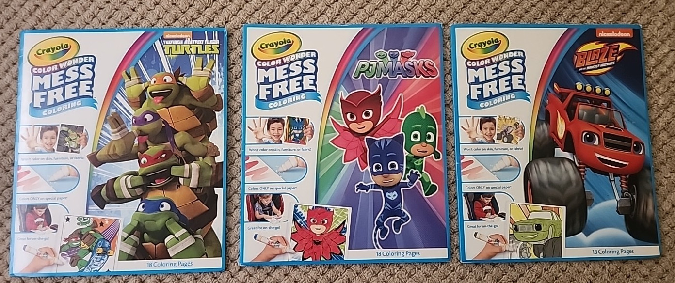 CRAYOLA Color Wonder Mess Free Coloring Books Lot~Ninga Turt