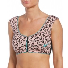 NIKE Swim Party Dots Crop Bikini Top Zip Bleached Coral Size X-Small XS NEW 56