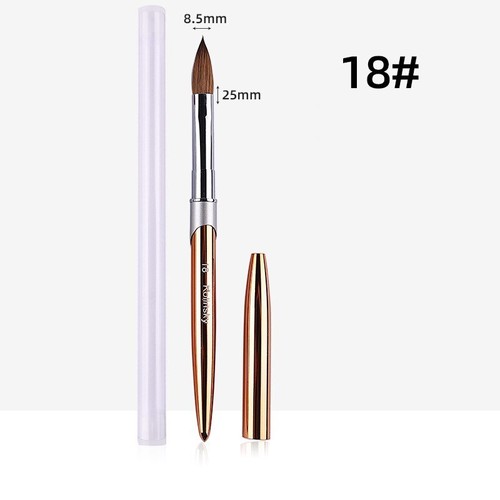 100% Pure Kolinsky Hair Acrylic Nail Brush Oval Crimped Shaped Metal Handle - Picture 15 of 33