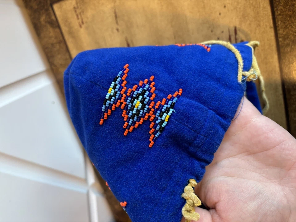 Native Newborn Wrapping Cloth Decorated With Beads Blue - Image 4 of 4