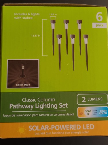 NEW 6 PACK Mainstays Solar Powered LED Pathway Light Set - Picture 2 of 4