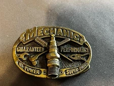 1982 THE GREAT AMERICAN BUCKLE CO. MECHANIC HI-POWER / SUPER-TUNED BELT BUCKLE