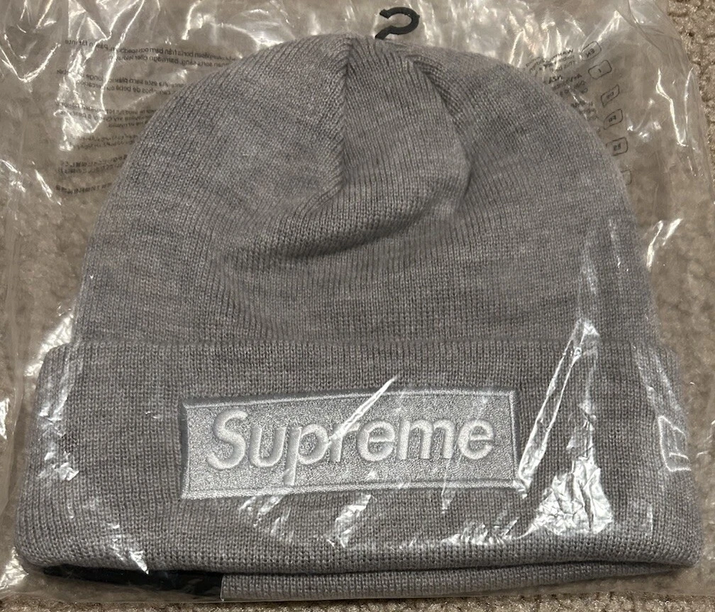 Neuf avec étiquette Supreme New Era Box Log Beanie FW24 OS gris bruyère LIVRAISON GRATUITE !
