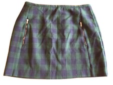 Ladies NEW LOOK Tartan Mini Skirt U.K. 10 Rear Zip Added Stretch