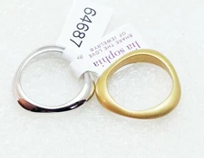 Lia Sophia OPPOSITES ATTRACT 2 Ring Set Matte Gold & Silver Tone Sz- 5 6 7 or 8 