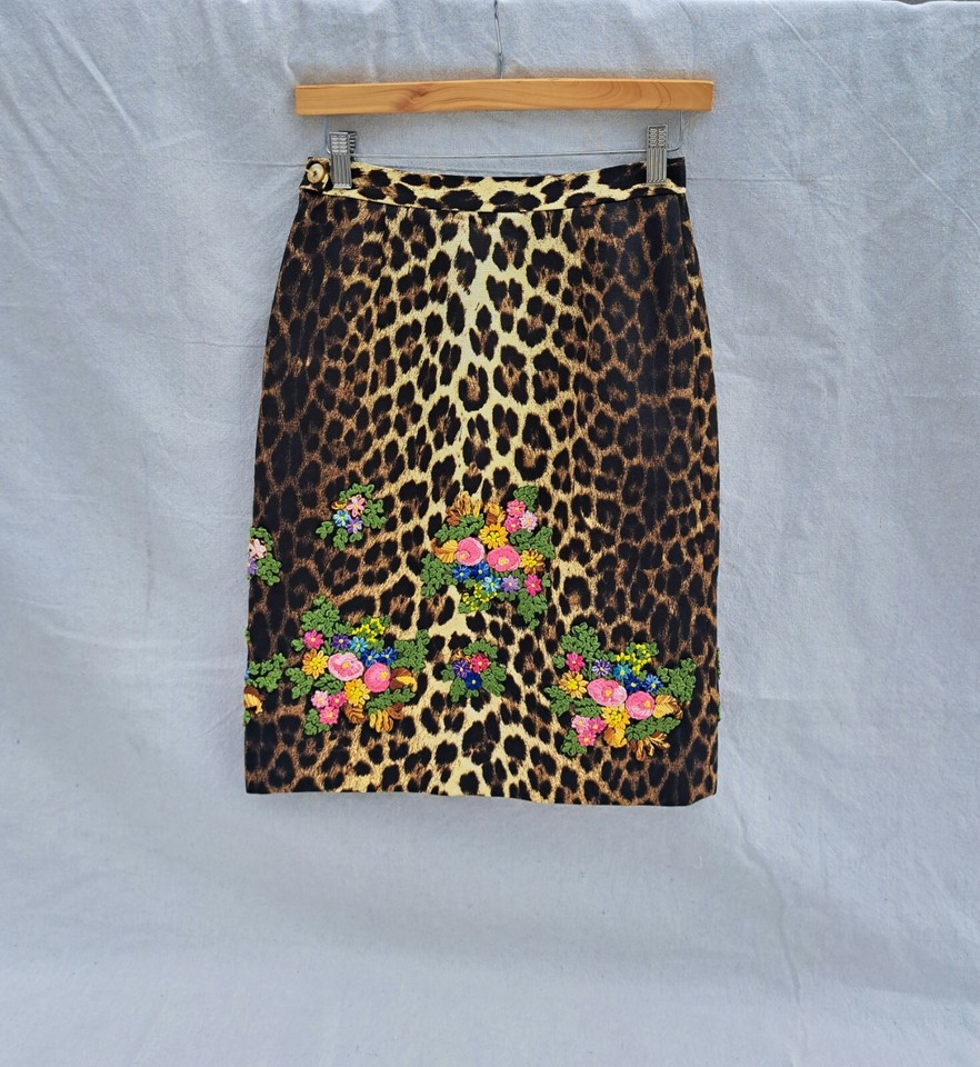 Moschino Cheap and Chic Leopard Floral Embroidered Skirt Italy eBay