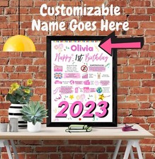 First 1st BIRTHDAY PRESENT FOR GIRL + PERSONALISED NAME + BABY GIFT PARTY PINK
