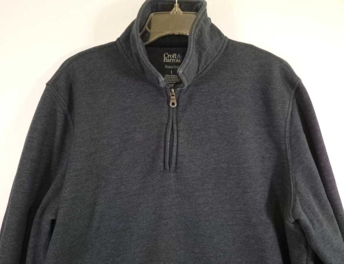 Croft u0026amp; Barrow-Mens Casual Pullover Sweatshirt, Large, Blue, 1/4 Zip  Mock Collar | eBay
