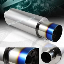 TITANIUM 4" BURNT N1 TIP STAINLESS RACING EXHAUST MUFFLER 2.5" INLET W/SILENCER