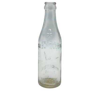#ad Vintage Embossed Clear Glass Bottle Armory Bottling Works Soda Water Star 6.5 Oz $22.98