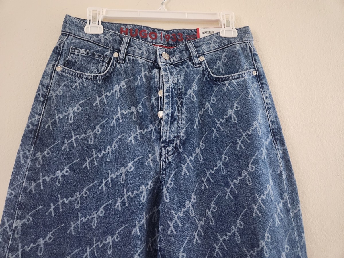 HUGO Boss Women's Cotton Logo-Print High-Rise Denim Jeans Sz