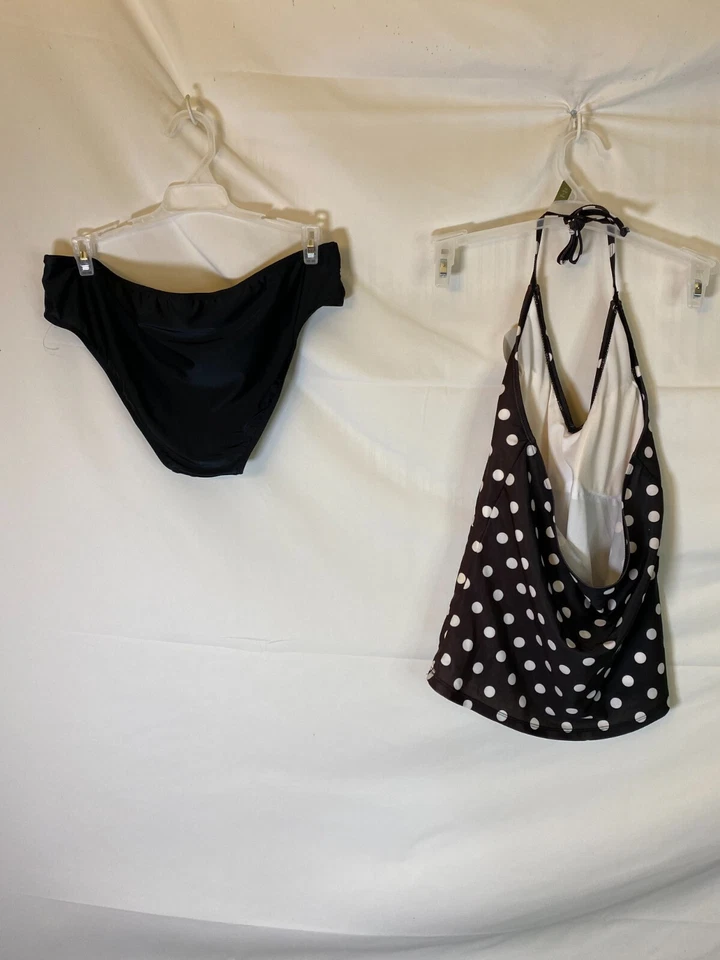 NUEVO NUEVO CON ETIQUETAS BOBBIE BROOKS TRAJE DE BAÑO 2 PIEZAS BIKINI TALLA 16 NEGRO BLANCO Sexy 1X XL  Foto 2 de 2