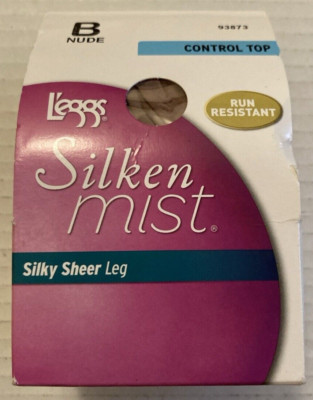 L'eggs Silken Mist Pantyhose. Control Top, Run Resistant Size B. Nude. 93873 NEW