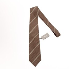 Tom Ford NWT Neck Tie in Brown Melange with Beige Stripes Silk/Linen Blend