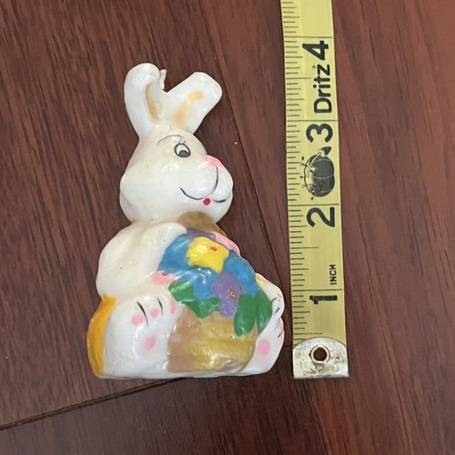 Vintage Easter Bunny Rabbit Candle Spring Decoration With Flower Basket - Picture 7 of 7