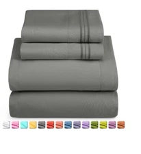 Nestl Queen Bed Sheets Set, Luxury Soft Microfiber, Gray
