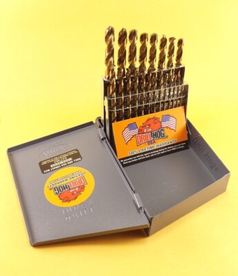 Drill Hog  USA 21 Pc Jr Drill Bit Set Index COBALT M42 HSSCO Lifetime Warranty