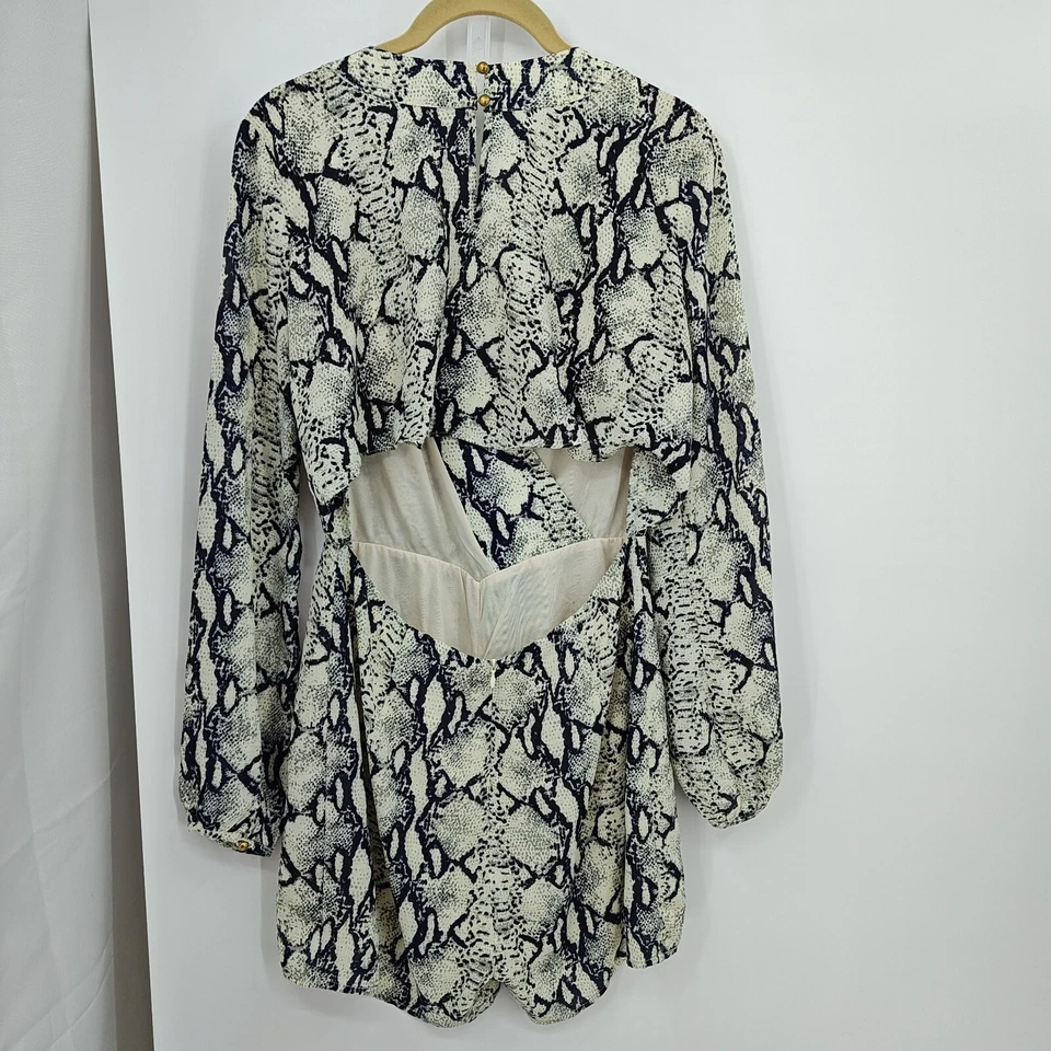 Комбинезон Ark & Co размер средний синий цвета слоновой кости змеиная кожа вырез сзади с длинным рукавом - Изображение 2 из 4