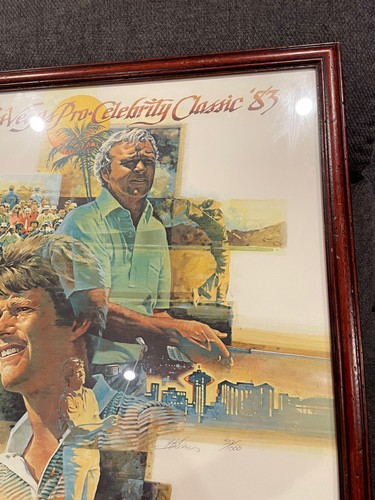 VINTAGE FRAMED 1983 LAS VEGAS PGA PRO CELEBRITY CLASSIC PRINT SIGNED /1000 FUZZY - Picture 5 of 11