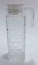 Vtg 1 QT  Clear Glass Refrigerator Water Juice Pitcher Jug Diamond 1.1 Liter