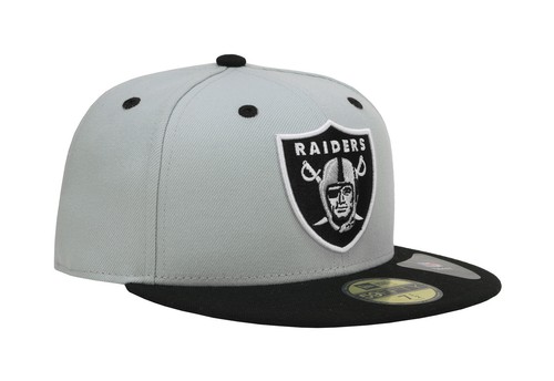 New Era 59Fifty Men Boys Cap Oakland Raiders 2Tone Gray Black Fitted Team Hat - Picture 3 of 5