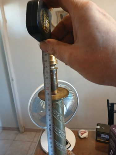 PAIRE PIQUE CIERGE D'EGLISE EN BRONZE ET LAITON DORE XIXè-73 CM-tripode émaux - Afbeelding 10 van 11